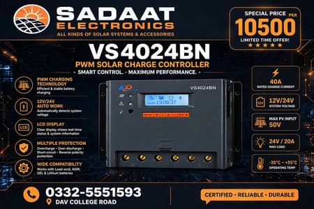 EPEVER ViewStar VS4024BN 40A PWM Solar Charge Controller 12V/24V