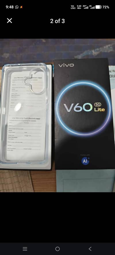 Vivo V60 lite 5g open box new condition