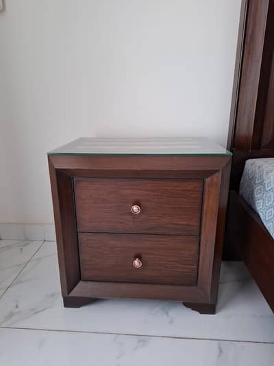 King Size Bed Set with Two Drawers Side Tables and Mattress