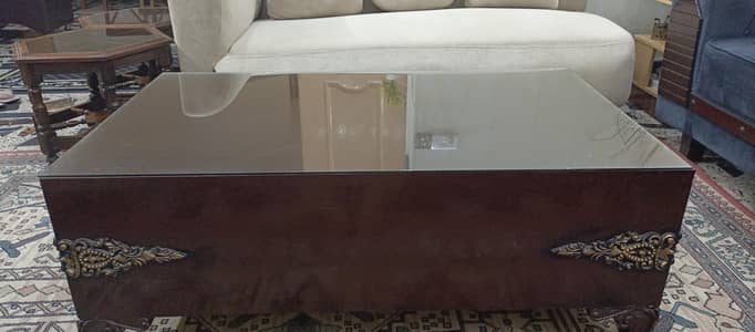 sofa table with glass