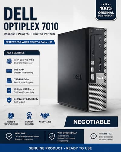 Dell OptiPlex 7010 Core i3 4th Gen 8GB RAM 120 SSD