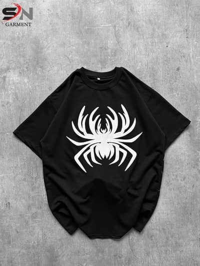 spider printed drop shoulder t-shirt