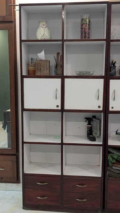 Pair of Wooden Bookshelves / Premium Sheesham Wood Edge (2 Pieces)