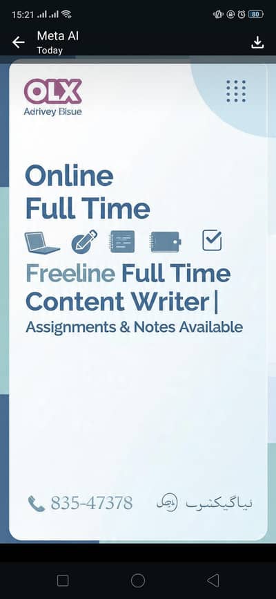 online full time content assignment and notes writer available