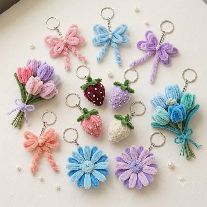 Cute Pipecleaner Keychains 4