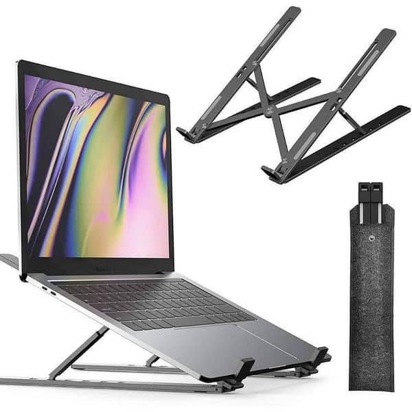 Bestoffer MiniBorn Laptop Stands Foldable Laptops Stand Portable 10-Level Height Adjustable Holder Notebook Stand Air Flow Cooling Ergonomic Design Laptop Stands PC Computer Accessories Plastic Alloy Adjustable Height Laptop , foldable laptop table