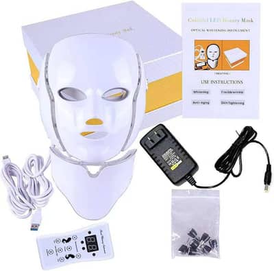 Colorful Facial Mask with Neck LED Light Therapy Whitening Mask Skin