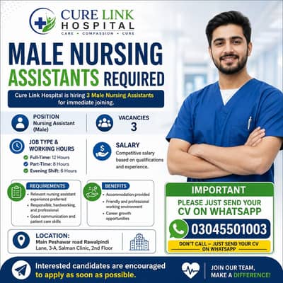 Hiring 3 Male Nursing Assistant