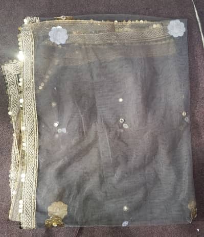Fancy Party Wear  Net Dupatta with Golden Borde