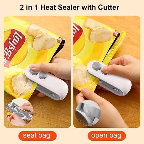 Portable Mini Sealing Machine, Handheld Packed Sealer for Food, 2 in 1 USB Rechargeable, Snacks, Chips, Fresh Storage, Plastic Bags Sealing Machine, Rechargeable Bag Sealer