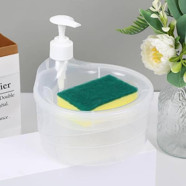 Double Layer Soap Dispenser for Bathroom Accessories Dishwasher Liquid Holder Liquid Dispenser Pump with Sponge Holder Kitchen Sink Accessories Items(Multi Colour)