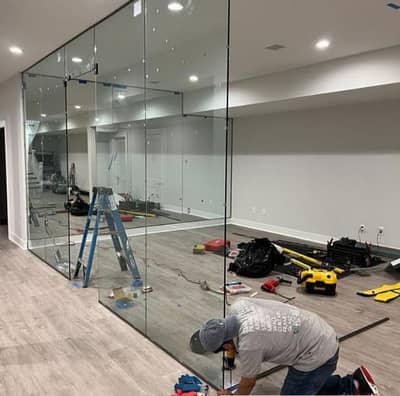 12mm glass partition, office glass partition, shop glass
