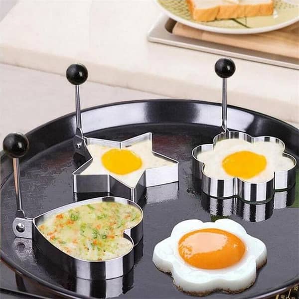 High Quality Fried Egg Cooking Mold Shaper 4Pcs Stainless Steel Kitchen Pan cake Mould Ring Pack of 4