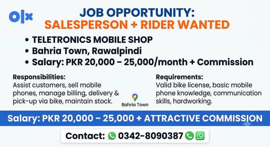 Salesperson + Rider (All-Rounder) Required