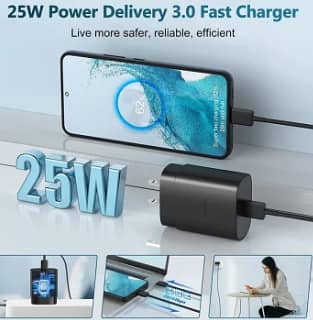 25W Charger with cable Usb Type C Fast Charger Pd Wall Power Adapter