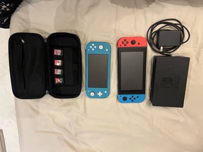 Nintendo OLED + lite + original charger & dock, game cards, lite case
