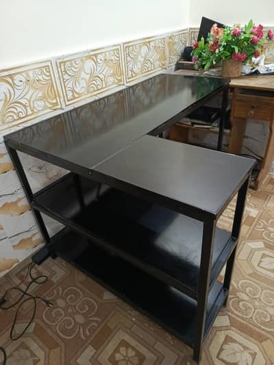 L-Shaped Gaming Desk | Computer Table with Storage Shelves
