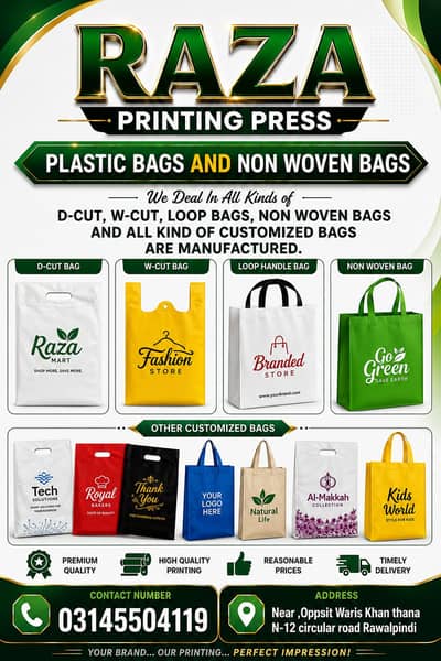 Custom Non-Woven, Plastic Bag Printing, Shopping Bags Printing servic