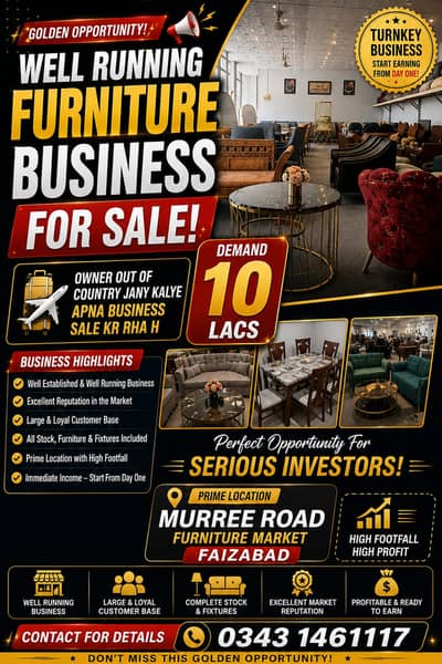 Running Furniture Business for Sale | Complete Showroom Setup
