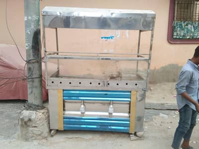 SS COUNTER with 2 deep fryer and hot plate complete setup