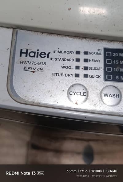 Haier 7.5kg washing machine