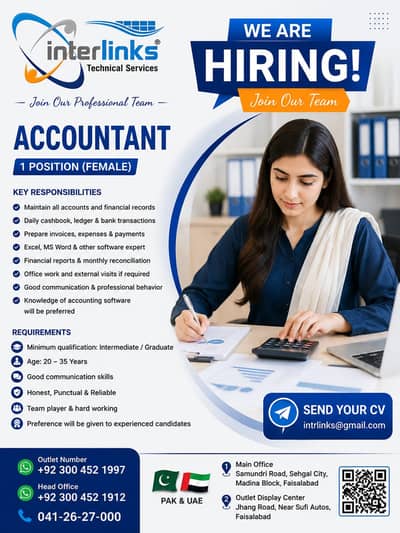 Male & Female Accountant Required – Interlinks Technical Services