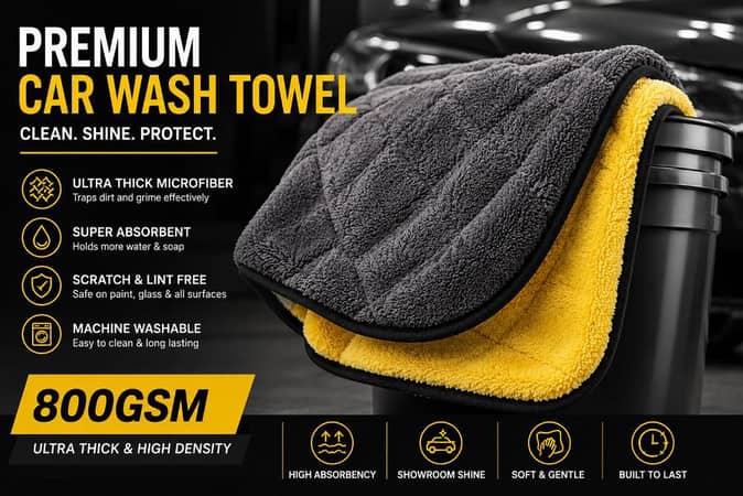 Premium 800GSM Microfiber Car Wash Drying Towel – Ultra Thick, Super Absorbent & Scratch-Free