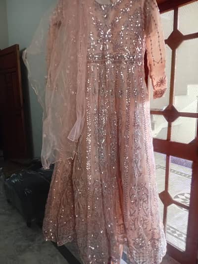 Beautiful peach embellished Maxu dress party wear