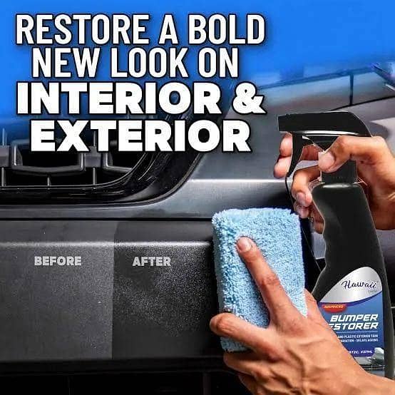 HAWAII BRAND MADE IN EUROPE CAR ADVANCED BUMPER RESTORER RENEWS BLACK VINYL AND PLASTIC EXTERIOR TRIM PRESERVES FROM UV RADIATION DELAYS AGING INTENSE BLACK UV RESISTANT