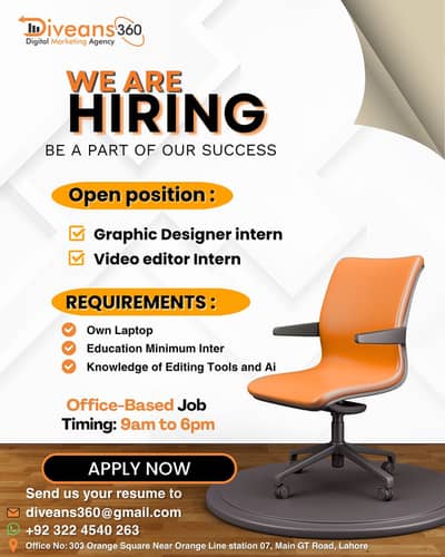 Hiring a graphic designer & video editor intern