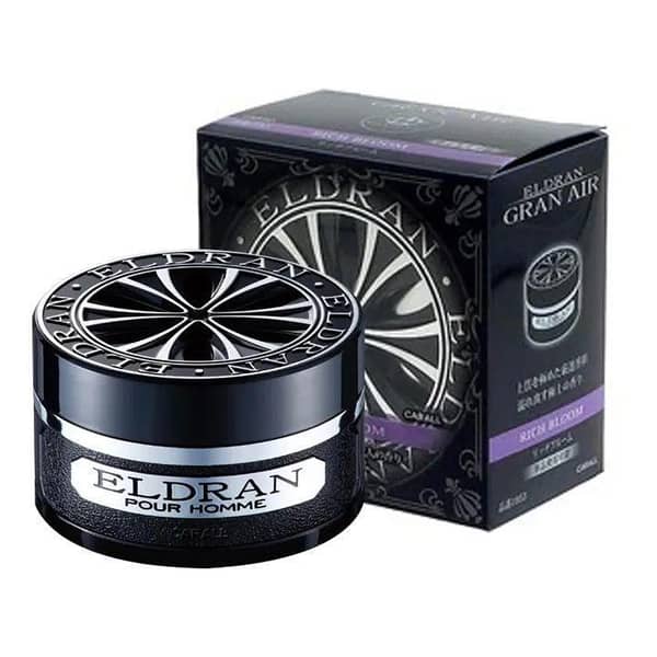 CAR AIR FRESHENER GEL CARALL BRAND ELDRAN GRAN AIR RICH BLOOM FRAGNANCE VERY VERY HIGH QUALITY PRODUCT MADE IN JAPAN FRESH STOCK 65G DOUBLE SIDE TAPE INCLUDED