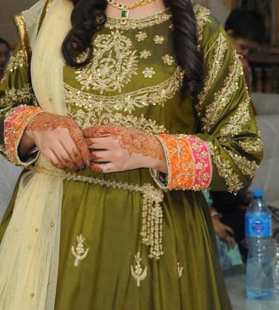 Heavy Embroidered Green Party Wear Frock for Wedding