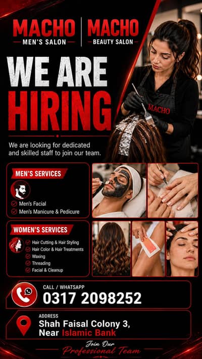 Need Women worker for Men & Women Salon