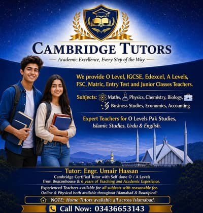 Tutors avaible all across rawalpindi and islamabad