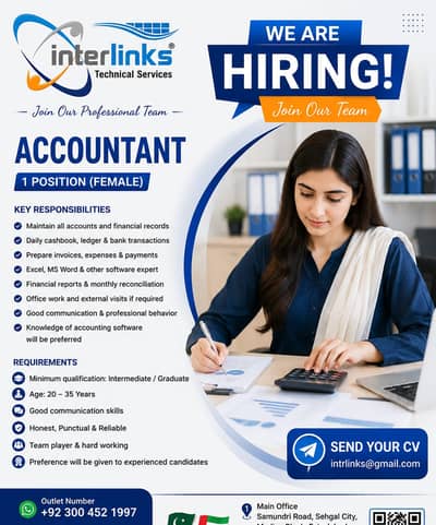 Male & Female Accountant Required – Interlinks Technical Services