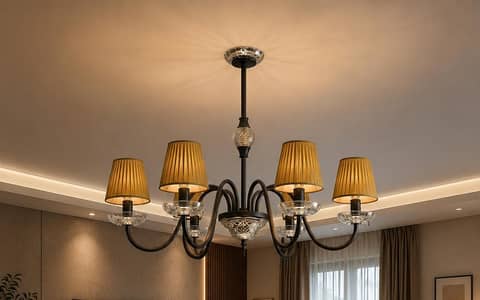 Black rod-iron chandelier