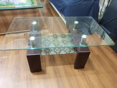 Modern Glass Center Table | Wooden Base | Excellent Condition