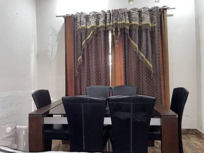 Modern 6-Seater Glass Top Dining Table Set with 6 Chairs