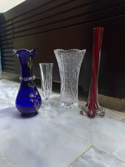 Set of 4 Elegant Glass & Crystal Vases – Premium Home Decor Bundle