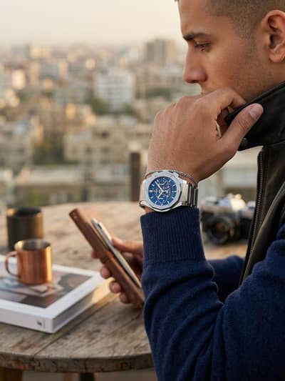 Hublot Classic Fusion Blue Chronograph Watch - Premium Condition