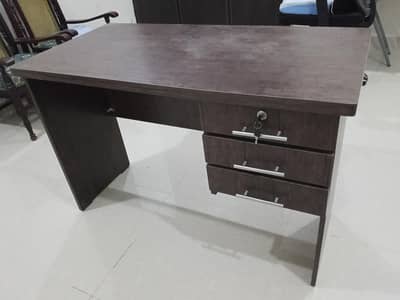 Office computer table with 3 drawers & lock, wooden study desk