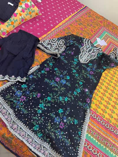 sazi medium 3pic embroidery dress barnd ethnic selling price 15000