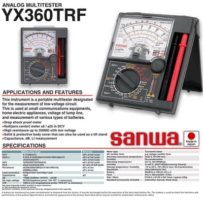 YX360TRF Sanwa Analog Multimeter in Pakistan
