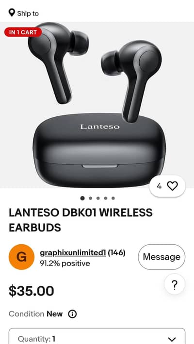 Lanteso DBK 01 Earbuds Bluetooth TWS Airpods  Woreless Earphones