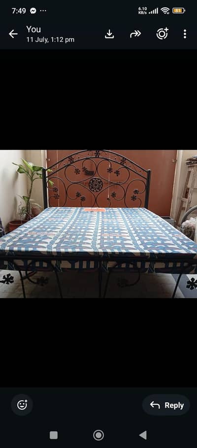 iron bed with mattress