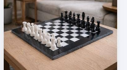 hand carved marble chees board black and white