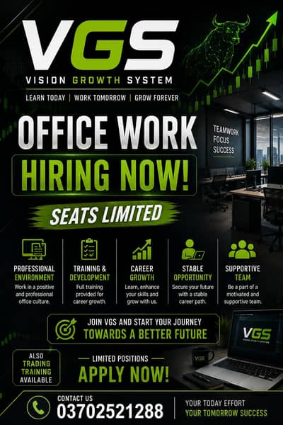 VGS vision growth system hiring people for office work