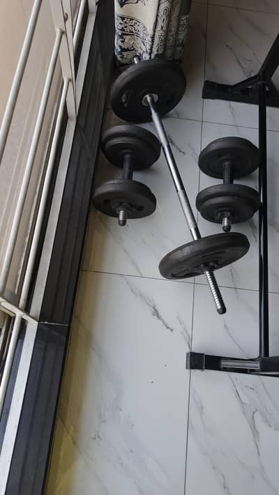 Weight Bench + Barbell Rod + Dumbbells Set