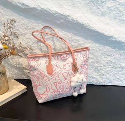 Aesthetic Graffiti Print Tote Bag | College laptop tote