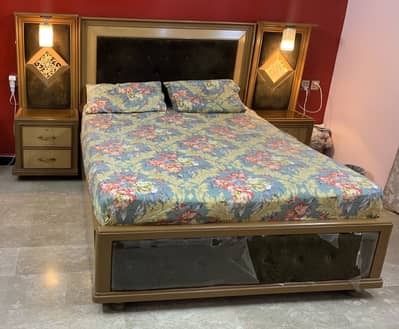 Queen-size Bed with Master Celeste Spring Mattress & 2 Side tables